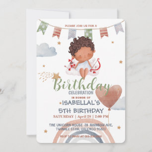 Invitation Cute Cupid afro boys Balloon valentine Anniversair