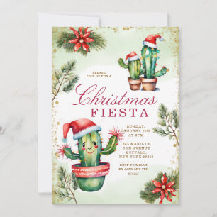 Invitation Cute Cute Mexican Cactus Fête de Noël d'hiver