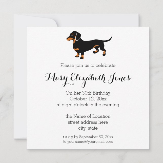 Invitation Cute Dachshund Motif (Dos)