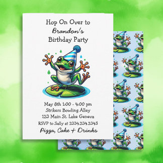 Invitation Cute Dancing Frog Boy's Birthday Party