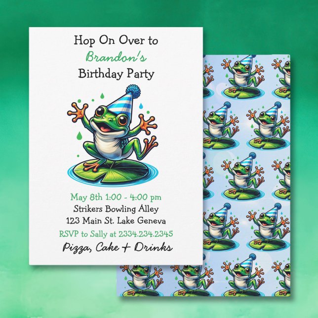 Invitation Cute Dancing Frog Boy's Birthday Party (Créateur téléchargé)