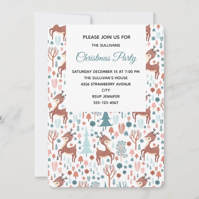 Invitation Cute Deer à Whimsical Forest Motif Party (Devant)