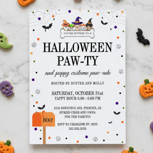 Invitation Cute défilé de chiots d'Halloween Fête de chien