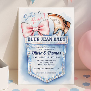 Invitation Cute Denim Boots or Bows Genre Reveillez Invitatio