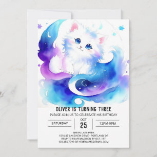 Invitation Cute Digital Kitten Anniversaire