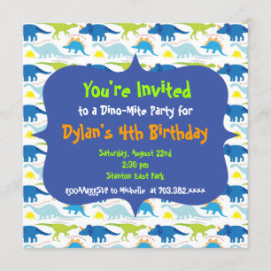 Invitation Cute Dinosaur Anniversaire Modèles d'invitation
