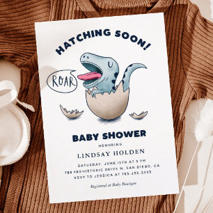 Invitation Cute Dinosaur Baby shower garçon éclosion bientôt