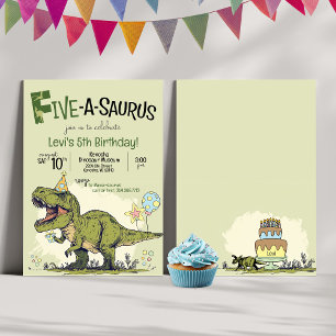 Invitation Cute Dinosaur Cinq-A-Saurus 5e fête d'anniversaire
