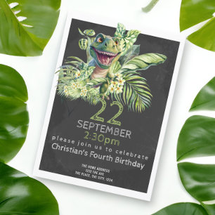Invitation Cute Dinosaur fête d'anniversaire Personnalisée