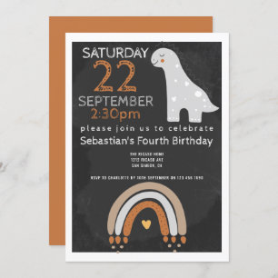 Invitation Cute Dinosaur fête d'anniversaire Personnalisée