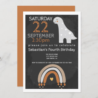 Invitation Cute Dinosaur fête d'anniversaire Personnalisée