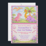 Invitation Cute Dinosaur Friends Anniversaire Enfants<br><div class="desc">Une invitation d'anniversaire de dinosaure douce et colorée avec de mignons amis dinosaures pastel, un paysage préhistorique doux et une bordure rayée ludique en rose et violet. Les personnages joyeux, les couleurs douces et les détails fantaisistes créent une ambiance amusante et conviviale parfaite pour la célébration d'anniversaire d'un petit. Idéal...</div>
