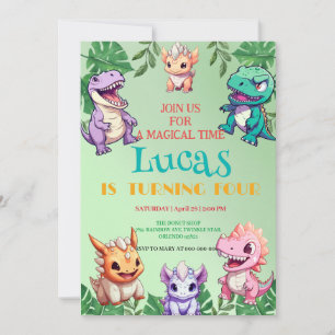 Invitation Cute dinosaur jungle anniversaire de enfant de l'é