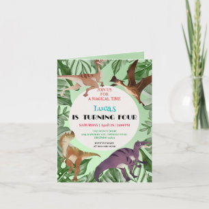 Invitation Cute dinosaur jungle anniversaire de enfant de l'é