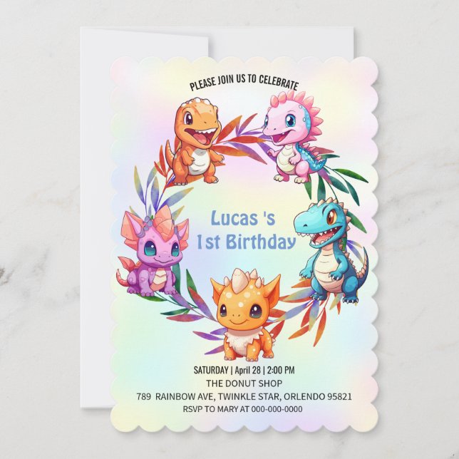 Invitation Cute dinosaur jungle anniversaire de enfant de l'é (Devant)