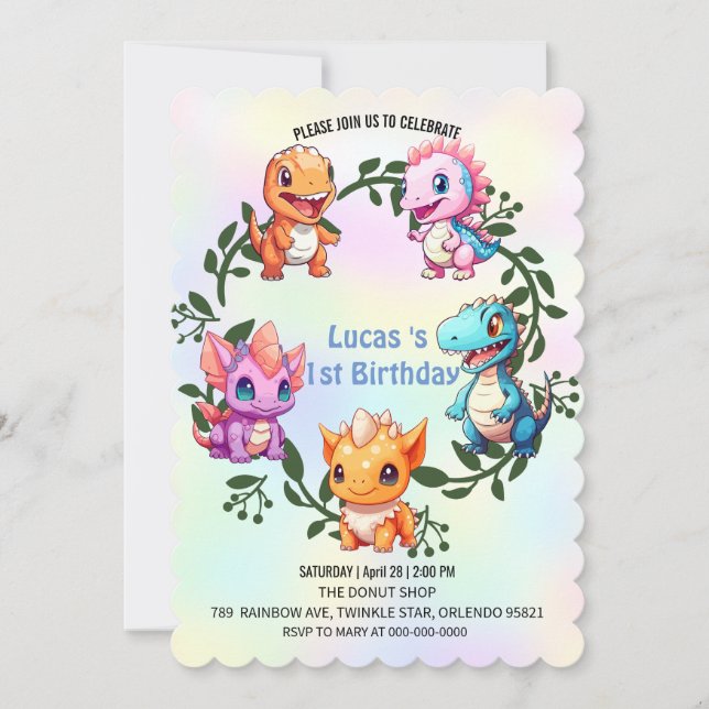Invitation Cute dinosaur jungle anniversaire de enfant de l'é (Devant)