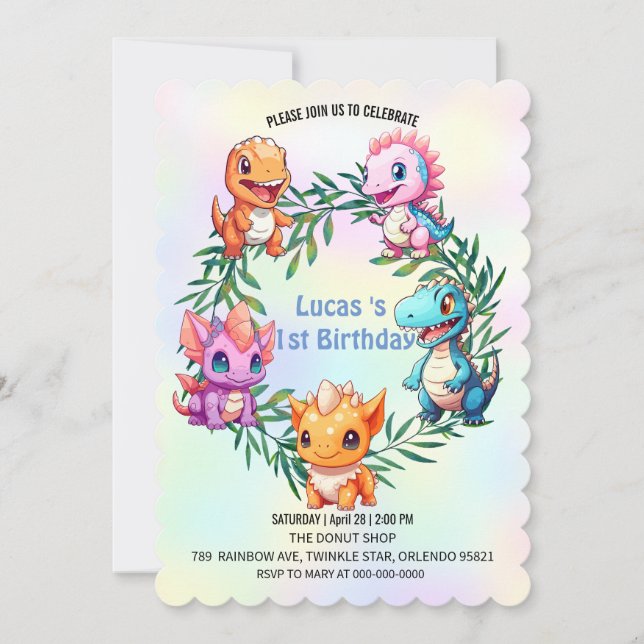 Invitation Cute dinosaur jungle anniversaire de enfant de l'é (Devant)