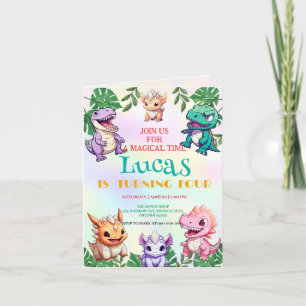 Invitation Cute dinosaur jungle École anniversaire de enfant