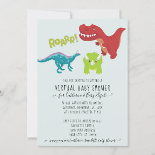 Invitation Cute Dinosaur ROAR Garçon bébé Douche virtuelle