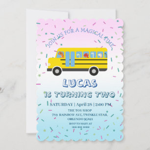 Invitation Cute dinosaur School Bus fête d'anniversaire do-it