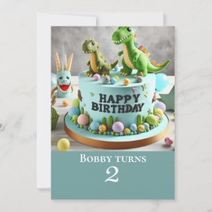 INVITATION CUTE DINOSAUR THÈME ANNIVERSAIRE FÊTE DE GÂTEAU