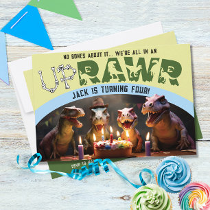 Invitation Cute Dinosaur UpRAWR Dino-Mite 4ème anniversaire