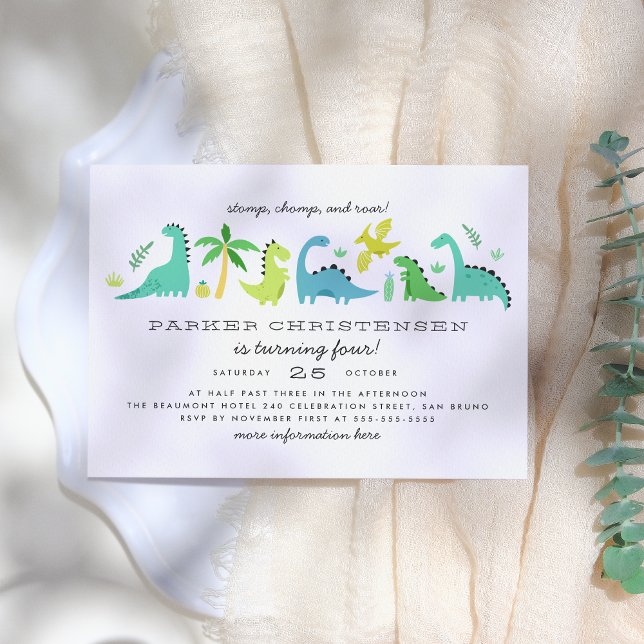 Invitation Cute Dinosaures Garçons fête d'anniversaire (Créateur téléchargé)