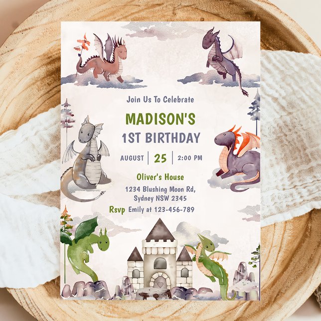Invitation Cute Dragon 2e fête d'anniversaire (Créateur téléchargé)