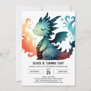 Invitation Cute Dragon Enfants d'anniversaire