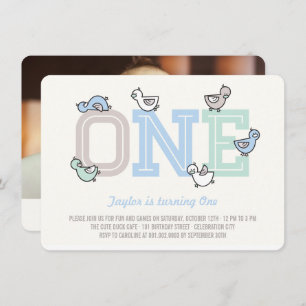 Invitation Cute Ducks Big One Boy 1er Birthday Party Invitati