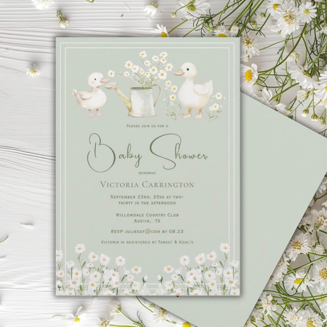 Invitation Cute Ducks & Daisies Baby Shower (Créateur téléchargé)