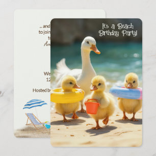 Invitation Cute Ducks On the Beach pour une fête d'anniversai