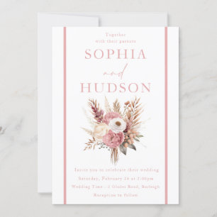 Invitation Cute Dusty Rose & Boho Rose Mariage Floral