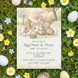 Invitation Cute Easter Bunny Egg Hunt & Picnic Party