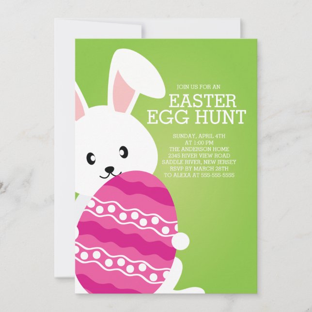 Invitation Cute Easter Bunny Oeuf Hunt Fête de Pâques Invitat (Devant)
