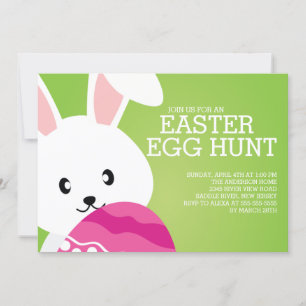 Invitation Cute Easter Bunny Oeuf Hunt Fête de Pâques Invitat