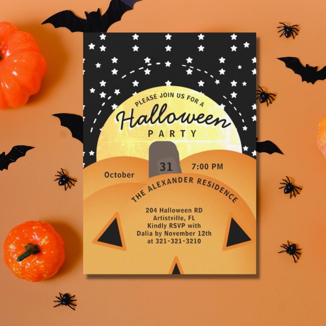 Invitation Cute Éffrayante Jack-o'-lantern Halloween Party (Créateur téléchargé)