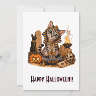 Invitation Cute Egyptian Mau Pharaoh Cat Halloween