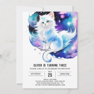 Invitation Cute Elegant Kitten Anniversaire
