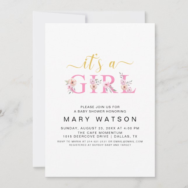 Invitation Cute Elegant Moderne Simple C'est un Baby shower f (Devant)
