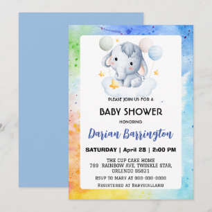 Invitation Cute éléphant petit Ours baby shower enfants garço