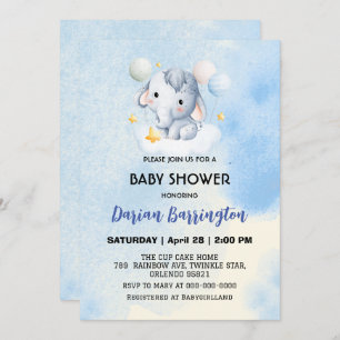 Invitation Cute éléphant petit Ours baby shower enfants garço