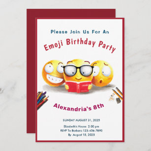 Anniversaire Emoji Invitations Faire Part Cartes Zazzle