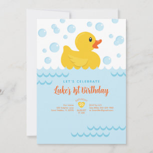 Invitation Cute en caoutchouc Ducky Kids 1ère fête d'annivers