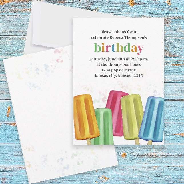 Invitation Cute été Popsicles d'anniversaire personnalisés (Créateur téléchargé)
