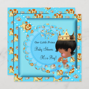 Invitation Cute Ethnic African American Baby shower Blue Boy