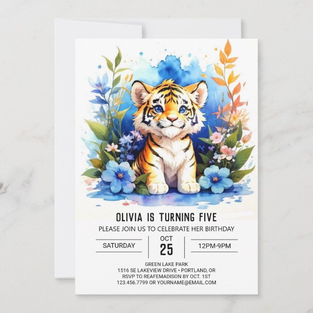 Invitation Cute Explorer Tiger Boy Anniversaire (Devant)