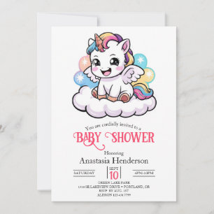 Invitation Cute Fairytale Unicorn Baby shower