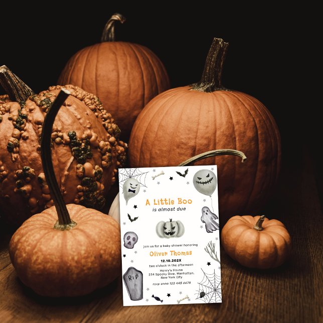 Invitation Cute Fall Little Boo Ghost Halloween Baby shower (Cute Fall Little Boo Ghost Halloween Baby Shower Invitation)