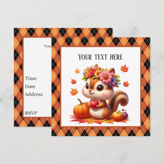 Invitation Cute Fall Seasensrel fête personnalisable (Devant / Derrière)